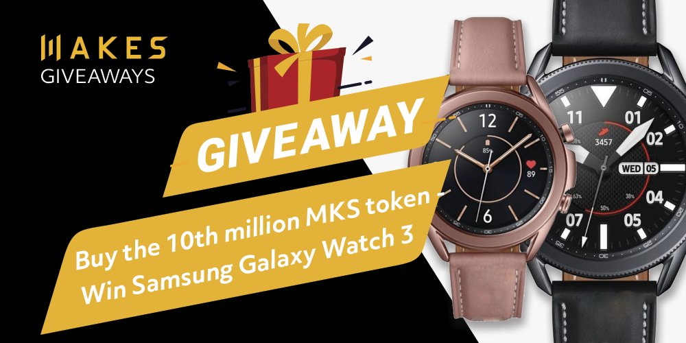 CoinMakes's tweet photo. (1/2)Buy MKS - Win Samsung Galaxy Watch 3 🤩 

While MKS has passed the 9M threshold and is already aiming for 10M tokens sold, we decided to reward the Samsung Galaxy Watch 3 to 1 lucky person who happens to buy the 10th million MKS token. 

#MKS #CoinMakes #CoinMargin #Giveaway https://t.co/XkD3RXJXk2