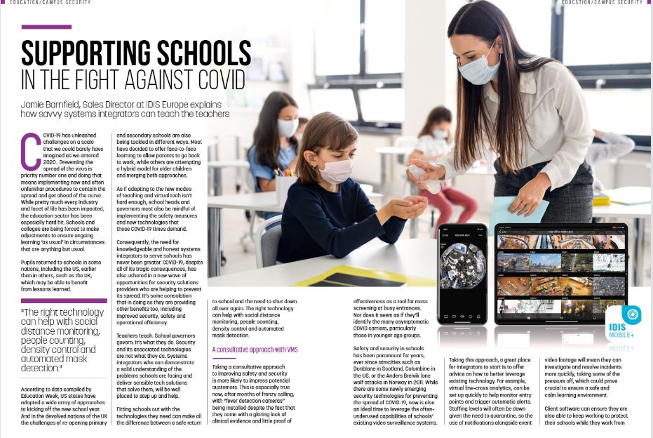 IDISglobal's tweet photo. Our @BarnfieldJamie writes in the latest edition of @IntSecJournal about how systems integrators can support schools with video tech during the COVID-era. Page 36 for the full article:
https://t.co/icMgRmjzTt
#schools #safety #security #COVID19 #videosurveillance #VMS #analytics https://t.co/1QFZWtbmHG