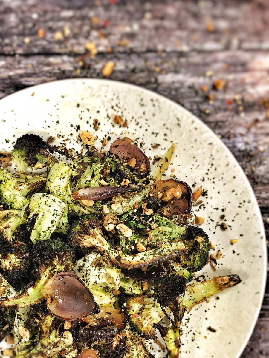 As part of #MeatfreeMonday we have a range of #plantforward dishes inc New Potato and fennel salad, almond aioli, smoked paprika, toasted pine nuts and Burford brown eggs &amp; Roasted broccoli, charred red onions, sesame, burnt hospitality cabbage, soya &amp; roasted peanuts.