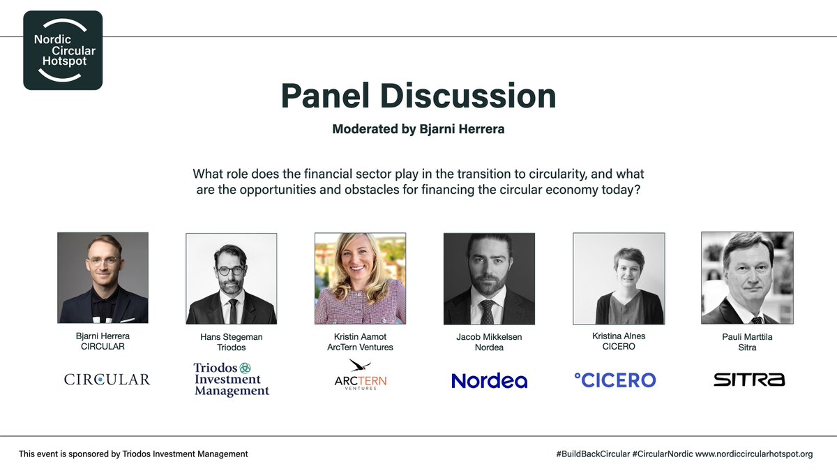 Hope to see you in 30 minutes. Check out our exciting line-up of speakers this morning. Join them to discuss opportunities & obstacles for financing the #circulareconomy today. This #webinar is kindly sponsored by Triodos Investment Management myonvent.com/event/nordic-c… #WCEFonline