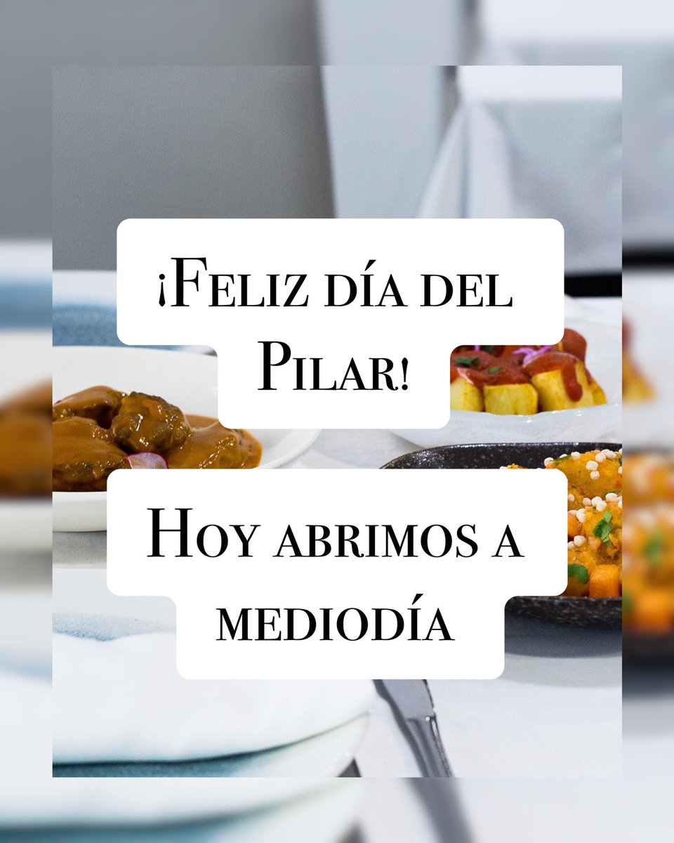 ¡Os deseamos un feliz día del Pilar!

¡Os esperamos hoy en el servicio de mediodía!
.
#diadelpilar #restaurante #murcia #abierto #mediodia #alcantarilla #murcia #gastronomiamurciana