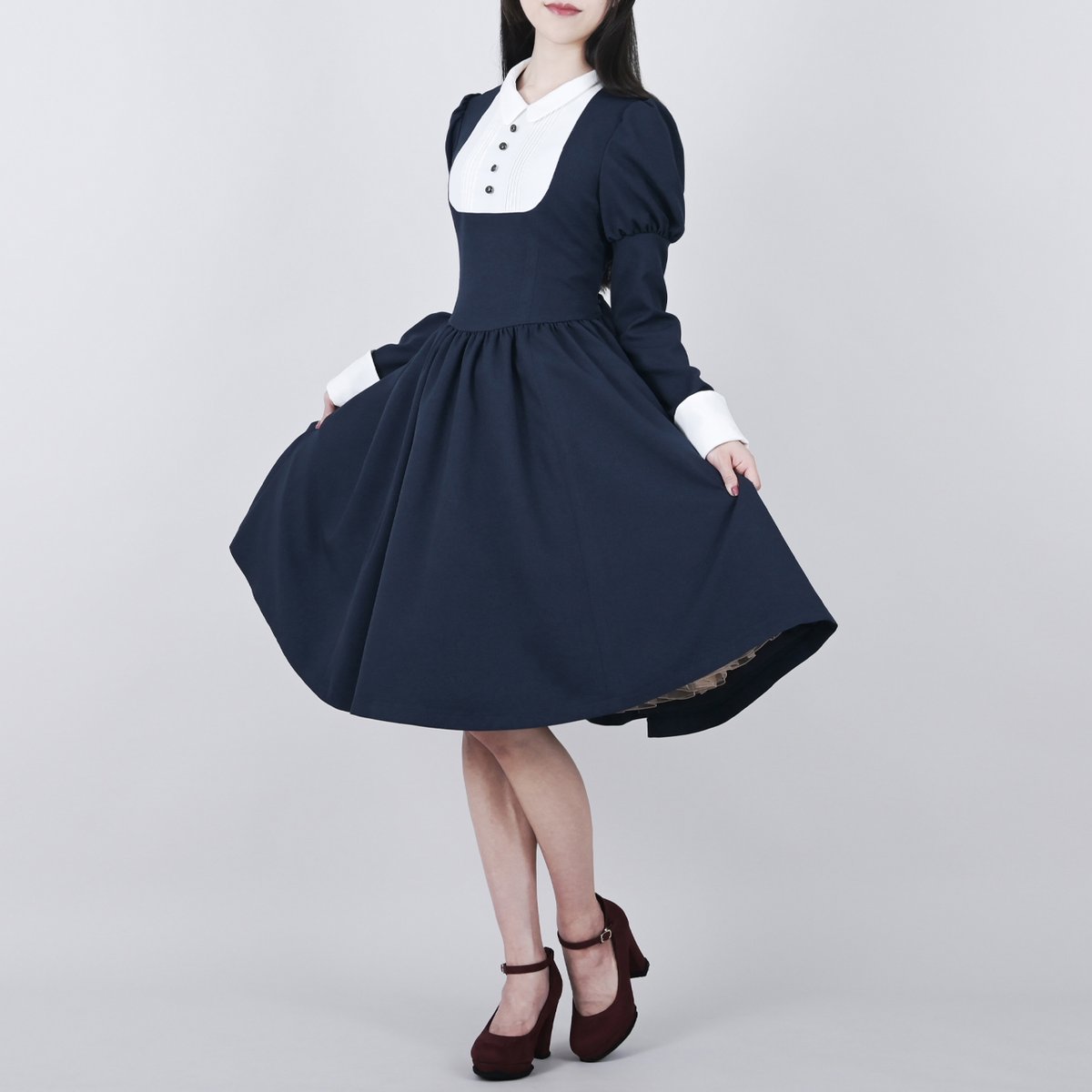 No S Project 限定 クラシックレトロワンピース ネイビー 大人のためのレトロで和モダンなワンピース 上品で洗練された淑女スタイルを確立する 定番カラーのネイビーは 今シーズンだけの数量限定カラー 在庫残りわずかとなっております