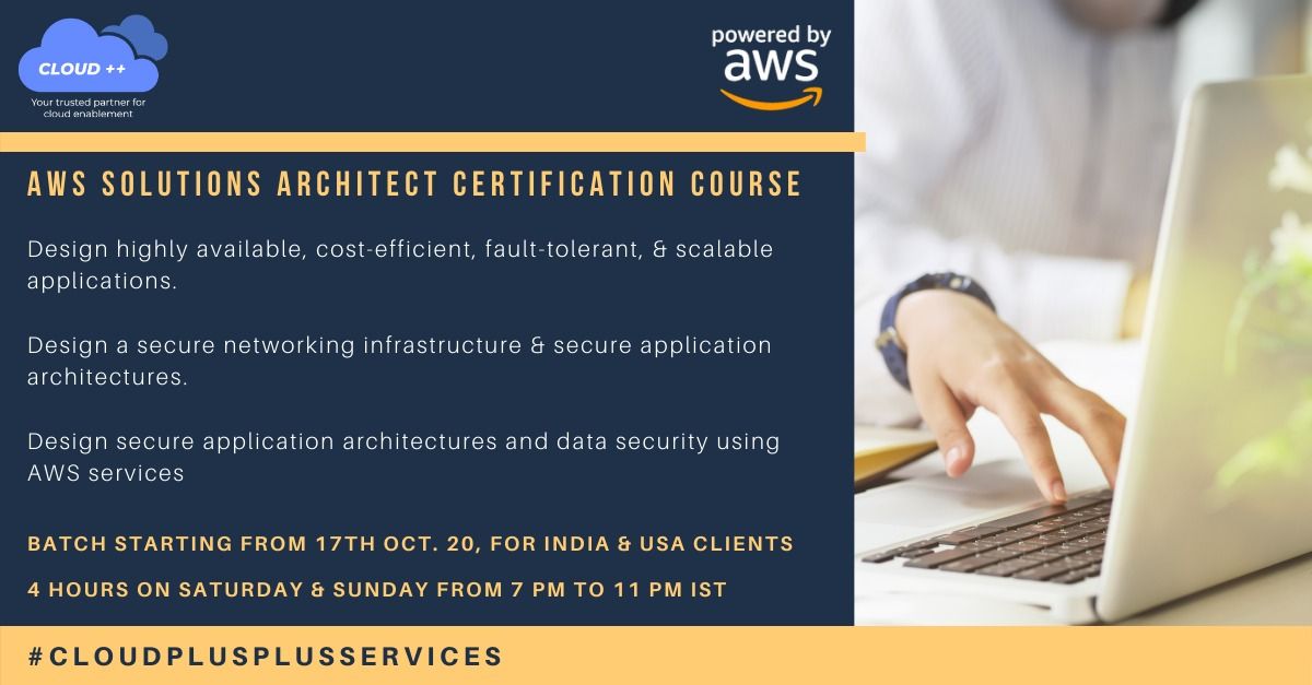 CloudPlusPlus's tweet photo. Want to be #AWS certified๐?
We're here for you! ๐จ๐ปโ๐ฌ
Know more at https://t.co/H6T8u3ZKiN
Check-out testimonials from our clients at https://t.co/VN7QvQLW0x
#cloudplusplus #awscommunity #awstraining #aws #awscloud #awscertified #awscertification #awsdeveloper #awssecurity https://t.co/fw6jq6O240