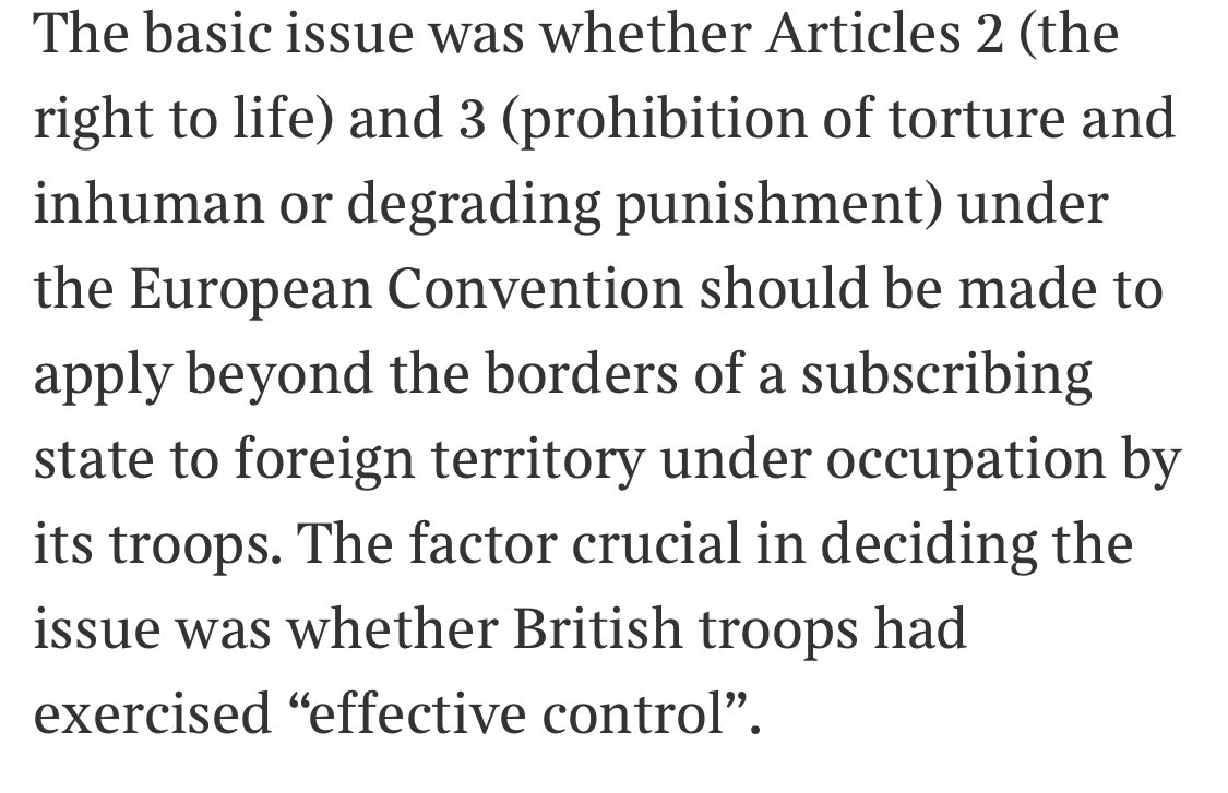 Pausing there, you can see that the last sentence in Biggar’s paragraph here is simply wrong. There are a number of routes to the conclusion that a State has responsibility for securing ECHR rights in an area. “Effective control” is just one of them.