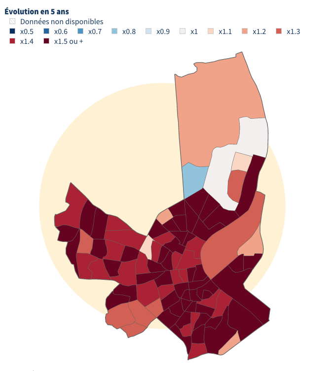 MarieCoussin's tweet photo. La "ruée vers l'Ouest" n'est pas un mythe. Sur les 83 quartiers IRIS que compte Bordeaux, plus de la moitié a vu ses prix multipliés par 1,5 en 5 ans. 
Qu'en est-il dans votre quartier ? 
Notre analyse avec @n_mondon à lire dans @Le_Figaro 

https://t.co/3PVkWsUyus https://t.co/azhreYVoYx