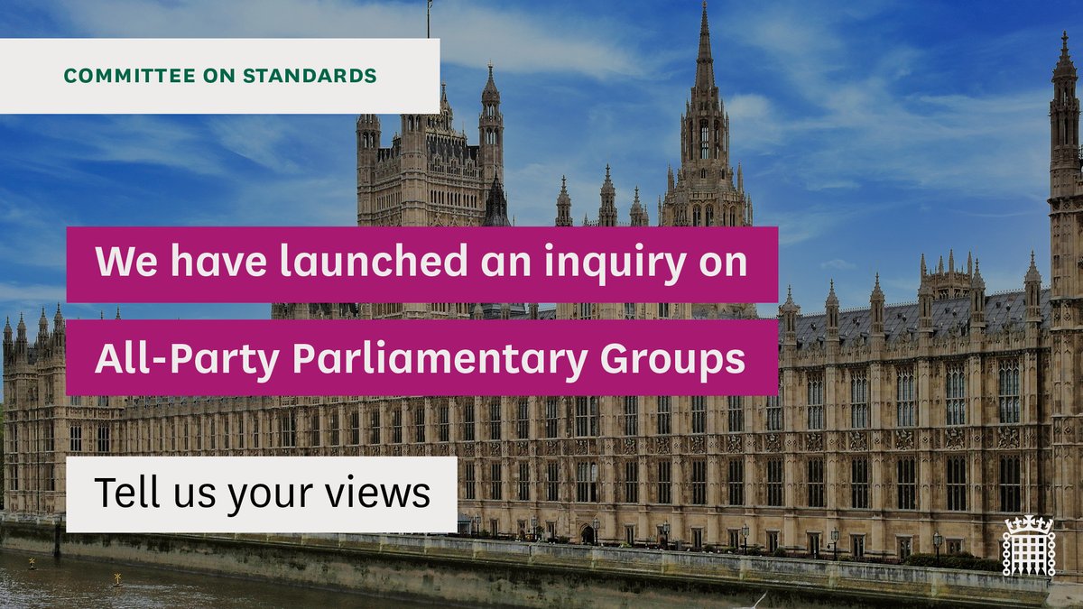 Press release for the inquiry into All-Party Parliamentary Groups: bit.ly/3dl3bO6 @RhonddaBryant @HouseofCommons