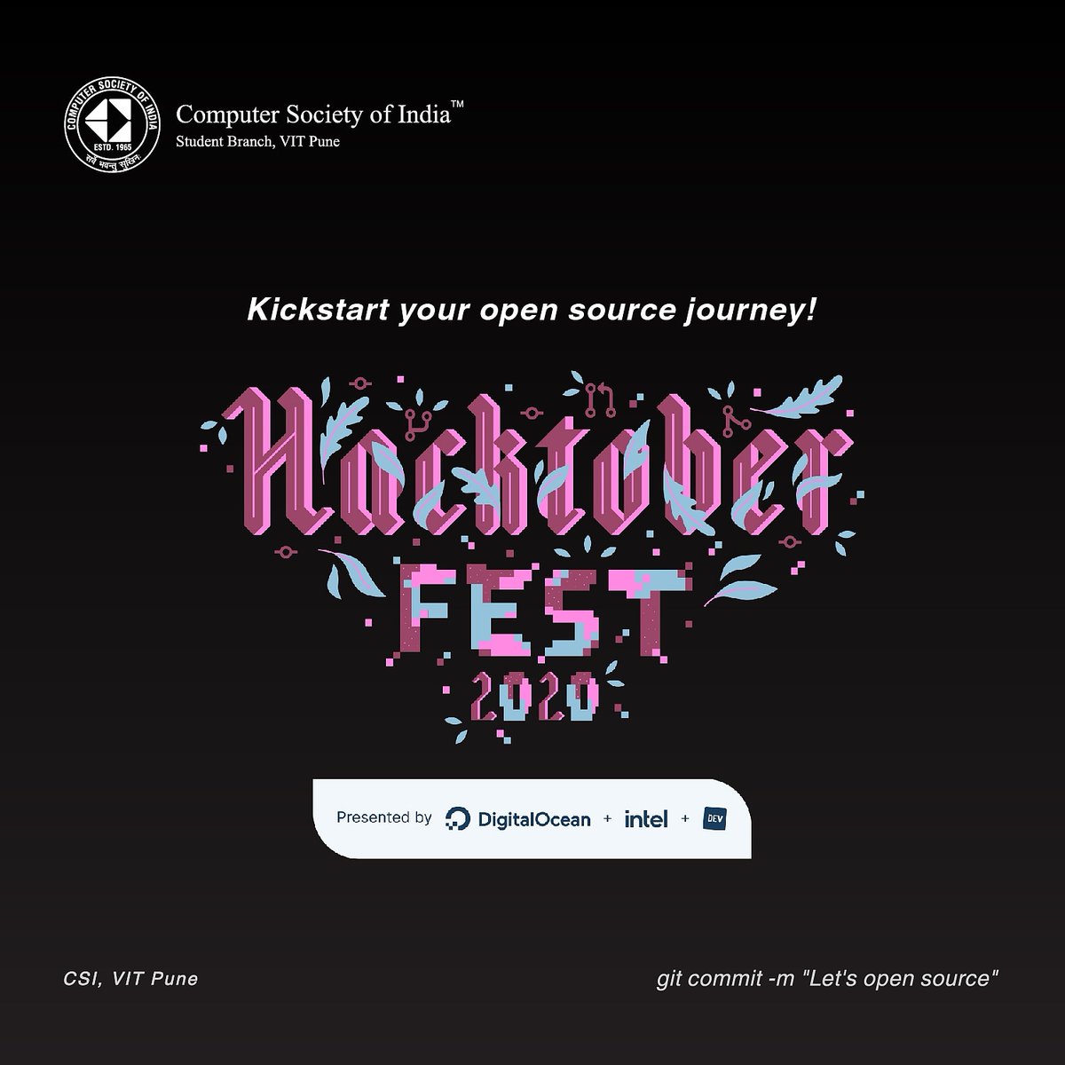 csi_vitpune's tweet photo. Let’s wHACK it! 
CSI VIT Pune, brings you the Hacktoberfest2020, contribute to our GitHub repos “Flutter Magazine” &amp; ”DS_Algorithms”, solve the issues which are labelled as “hacktoberfest” by making pull requests and win exciting goodies.
#hacktober #csi #vitpune
Link in bio!!! https://t.co/U4vzFNbMBv