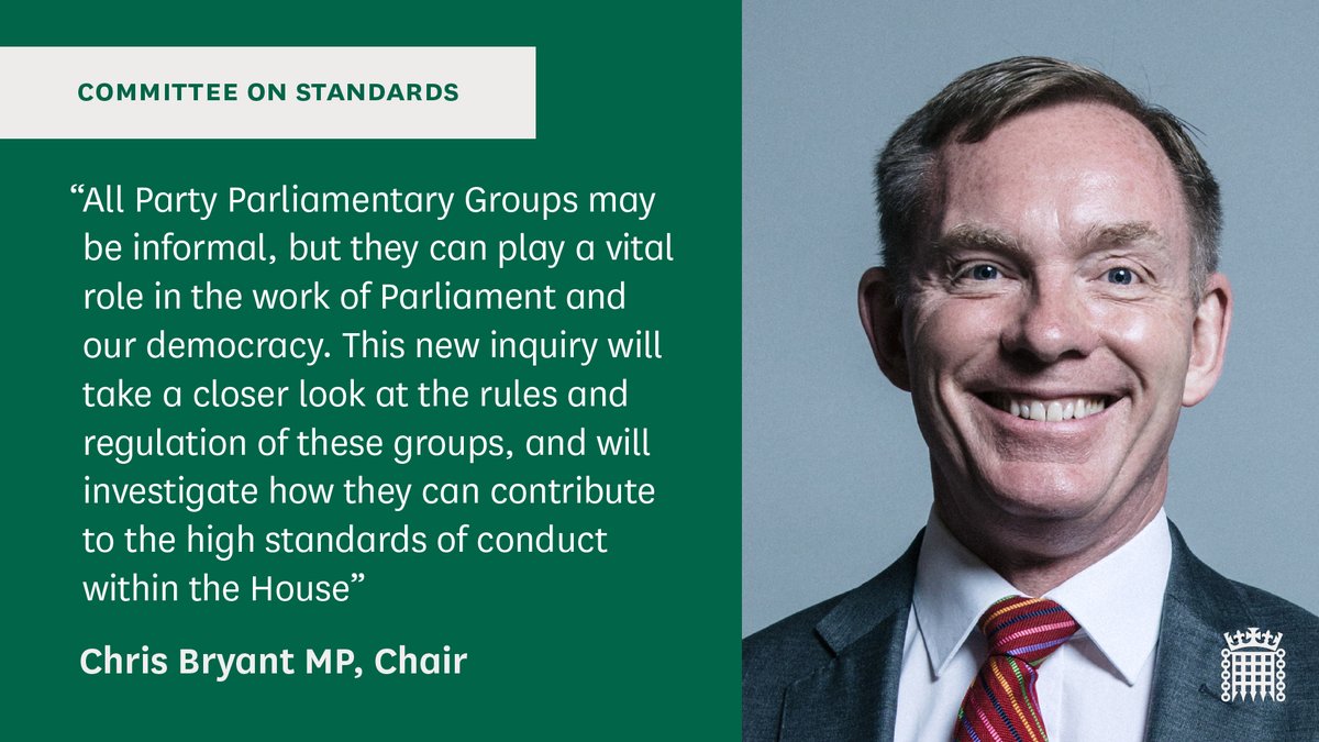 Press release for the inquiry into APPGs: bit.ly/3dl3bO6 @HouseofCommons @RhonddaBryant