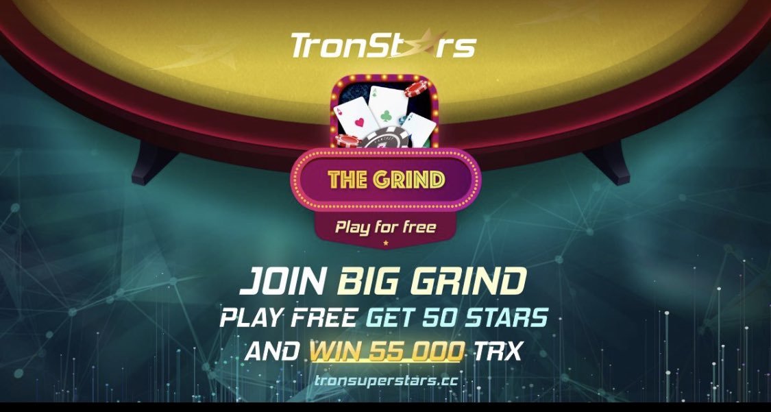 tronsuperstars's tweet photo. 😎 Play GRIND for FREE and WIN up to 55 000 TRX!

🥳 Participate and take your chance to grab the JACKPOT!

😱 PLAY GRIND NOW ON https://t.co/bYwXTB268U

#crypto #poker #grind #competition #ofc #tron #trx #tronstars https://t.co/Ixhke3YV2u