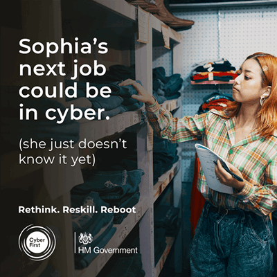 eleanormia's tweet photo. For those wondering if that "Fatima" ad is real... it is, but it's not as bad as people are making out

It's part of a series of ads for a govt-backed course in cyber security

The other ad images include key workers (supermarket, manufacturing) https://t.co/QEbtO6ViAG