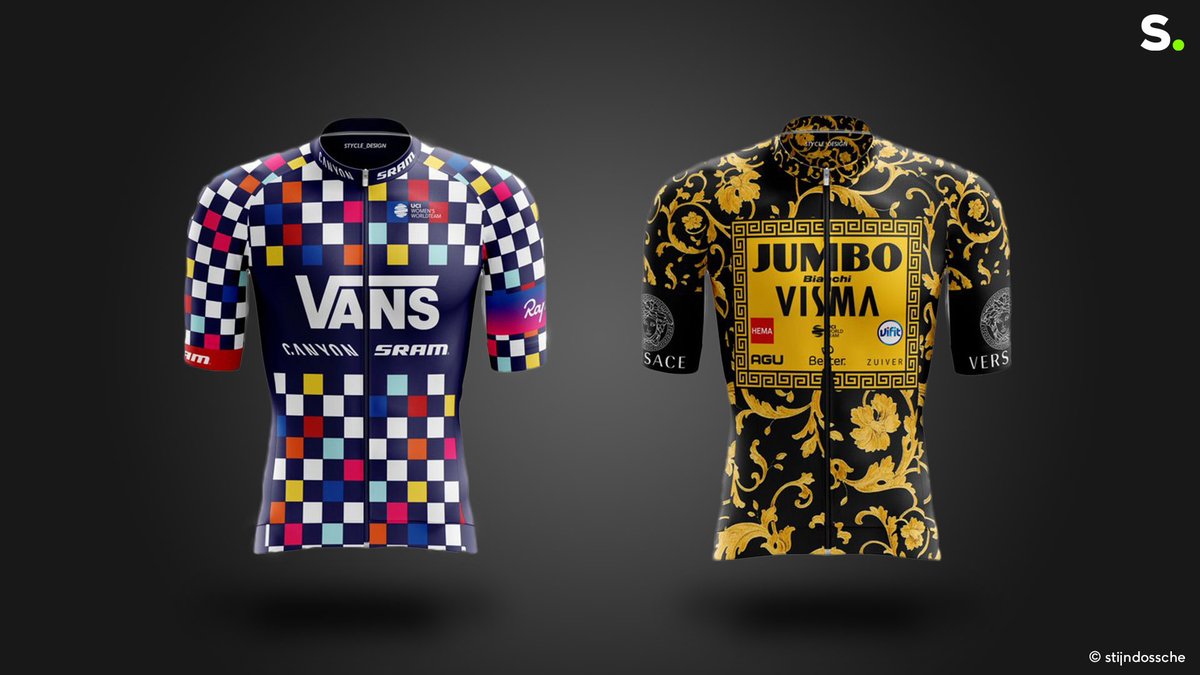 sporza_koers's tweet image. Wat als alle wielerteams, in navolging van EF Pro Cycling, in zee zouden gaan met een bekend kledingmerk? De Belg @StijnDossche liet zijn inspiratie de vrije loop en dat leverde deze machtige fantasy-wielershirts op. Bekijk ze allemaal op sporza.be/artikels/belg-…