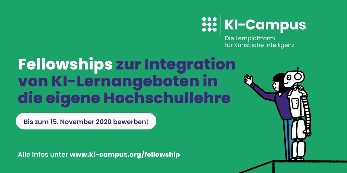 HFDdigital's tweet photo. Lehr-Fellows gesucht! Das Fellowship-Programm des @KICampus richtet sich an Hochschullehrende aller Fachbereiche, die KI-Lernangebote in die eigene Lehre integrieren wollen. Bewerben bis 15. Nov!
 
https://t.co/7AWumKQMyx
 
#KICampus #KünstlicheIntelligenz #DigitalTurn https://t.co/lLMaMPpsHW