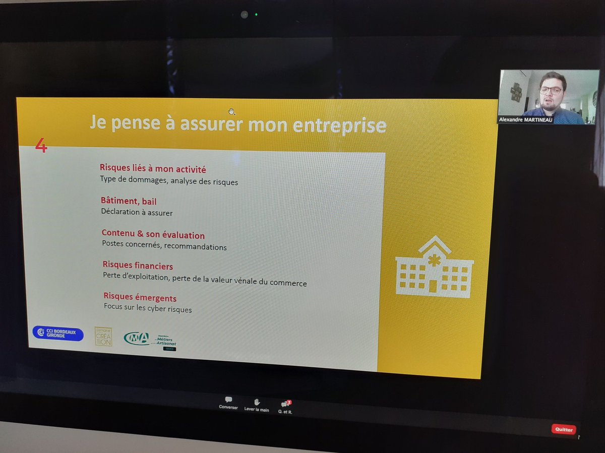 verite_marc's tweet photo. Merci 🙏 #CCI33 & #CMAI33 pour l'organisation de ce 2nd Webinaire sur la #CreationEntreprise 🗂📈💼
Bravo aux intervenants et à notre expert #Entreprises #Matmut pour leurs conseils avisés 👏
Une Matinale riche en informations suivie par 1️⃣0️⃣0️⃣ participants !
#SemaineCreation https://t.co/zZ94vCZ2VX