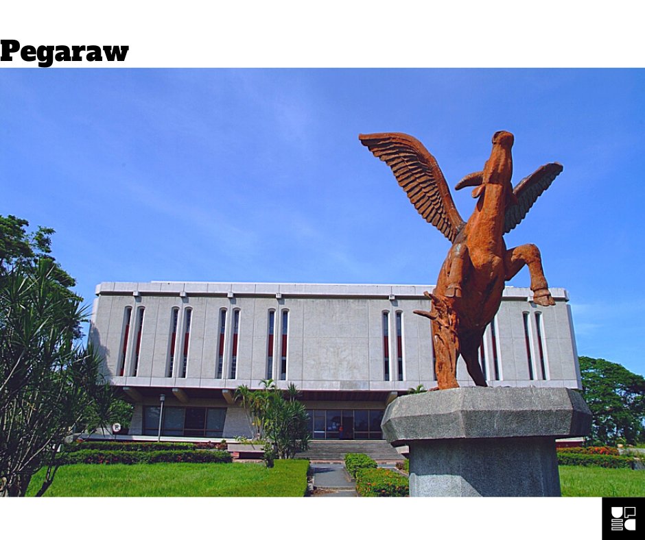 the_upec's tweet photo. Pegasus? Nope, it’s the Pegaraw.
Designed and executed by national artist for sculpture Napoleon Abueva, the Pegaraw aims to inspire those that walk uphill to visit the main library (thoughts pa lang nakakahingal na umakyat!). #UPLBVirtualTour https://t.co/iDn5DREnS5