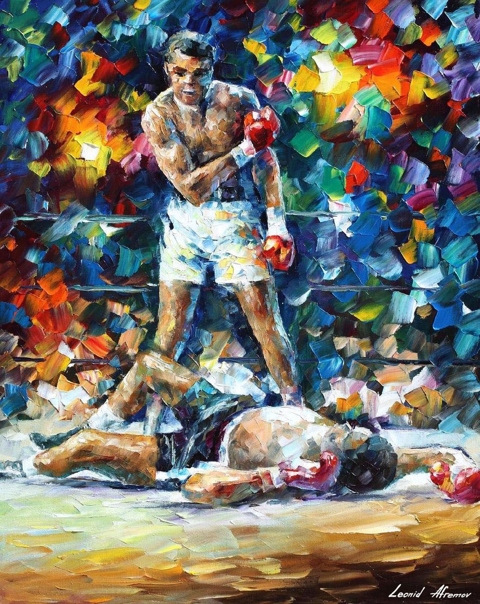 BOXER MUHAMMAD ALI MEMORIAL PAINTING — Pintura al oleo de Leonid Afremov afremov.com/es/ali-palette…