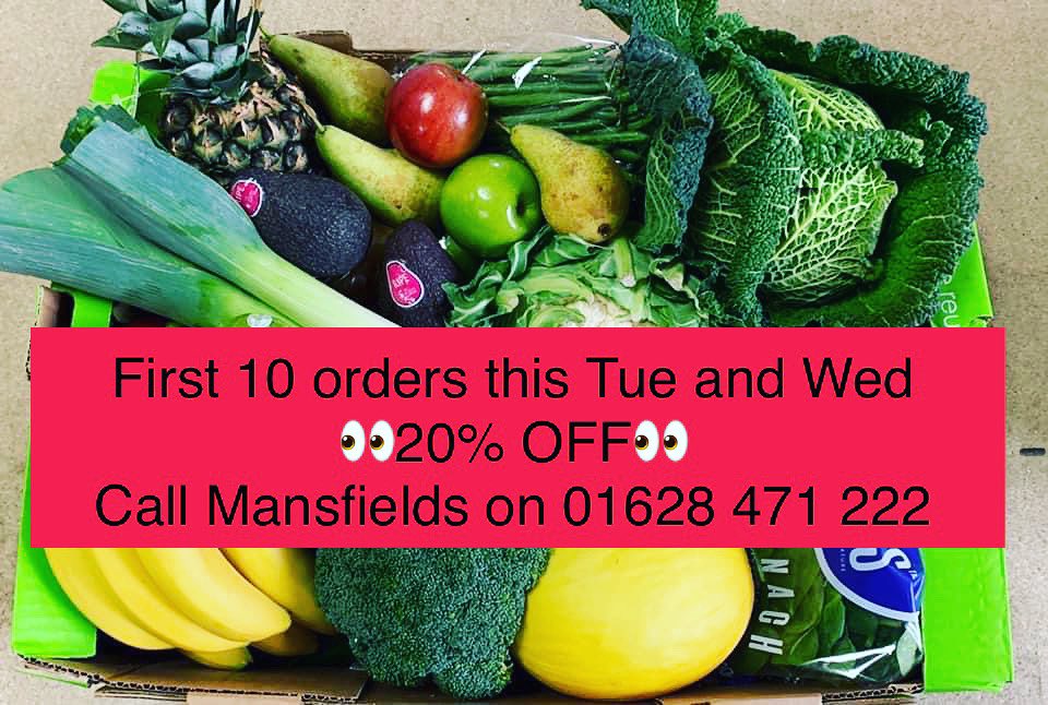 Fruit,Veg &amp; Salad Boxes ~ Be the first 10 to order this Tues 13th &amp; Wed 14th for 20% OFF! CALL MANSFIELDS before 14:00 for next day delivery ON 01628 471 222