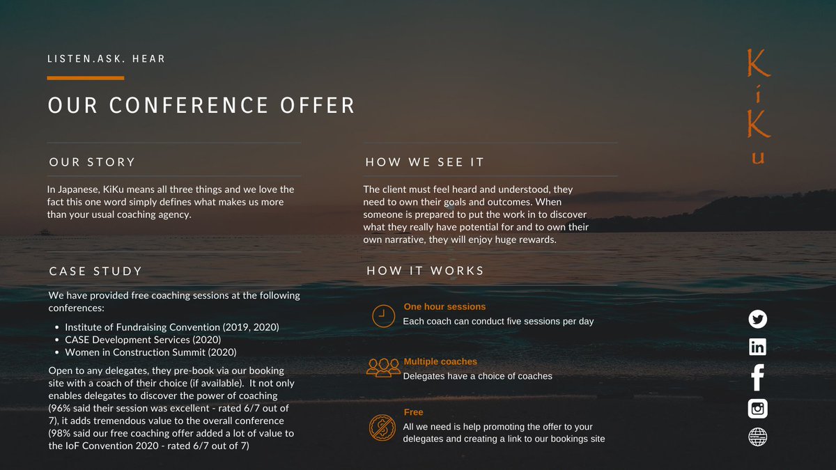 KiKu Coaching (@kikucoaching) on Twitter photo 98% of delegates who were coached by KiKu coaches at a conference recently gave either 6 or 7 out of 7 for 'how much value does coaching add to this conference'. To offer this service at your conference, get in touch hello@kikucoaching.co.uk #Coaching #KiKu #ListenAskHear 98% of delegates who were coached by KiKu coaches at a conference recently gave either 6 or 7 out of 7 for 'how much value does coaching add to this conference'. To offer this service at your conference, get in touch hello@kikucoaching.co.uk #Coaching #KiKu #ListenAskHear