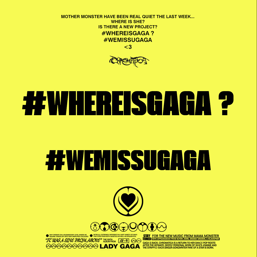 ChromaticaPR's tweet photo. #WHEREISGAGA #WEMISSUGAGA #CHROMATICA LETS TREND THE HASHTAG https://t.co/aKY7FgDJBS