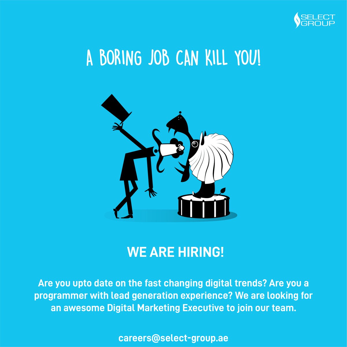 We are Hiring!
 
We are looking for an awesome Digital Marketing Executive to join our team.
 
To learn more and submit your CV. select-group.ae/careers/