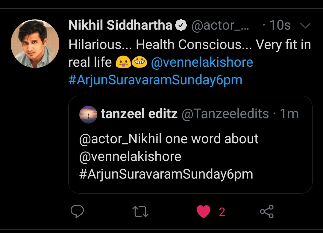 Tanzeeledits's tweet photo. Here's the replies from @actor_Nikhil
β€β€ππππ
#nikhilsiddharth #14pages #kartikeya2 https://t.co/GmBs6sRWlN