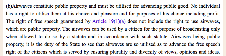 Kamat now refers to a SC Judgment Ministry Of I&B vs Cricket Association Of Bengal.He reads the following excerpt from the judgment."The right to use airwaves has nothing to do with Freedom of Speech" #SushanthSinghRajput  #JusticeForSSR  #SSR