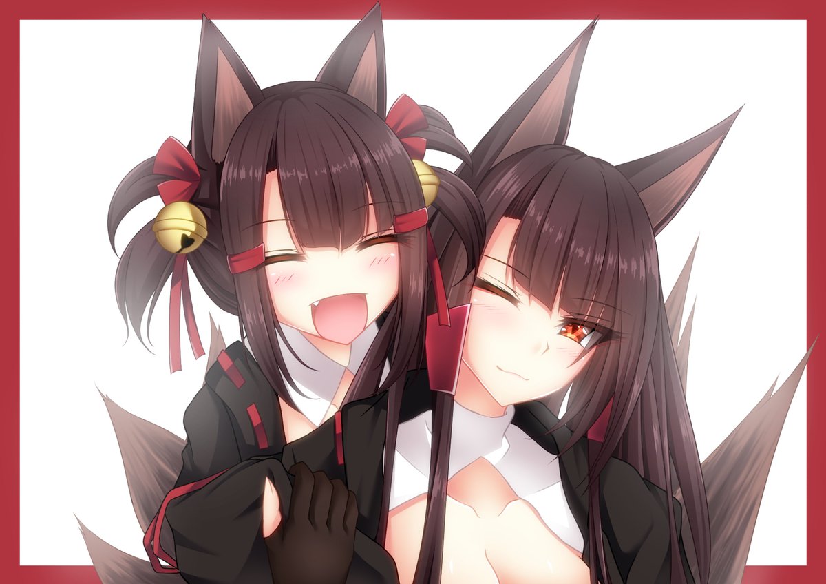 赤城(アズールレーン) ,加賀(アズールレーン) 「#画像を4枚晒したらrtがきてフォロワーがぶわーって増えると聞いて
もふもふ一航」|紅葉月るな🍁お仕事/Skeb募集中のイラスト