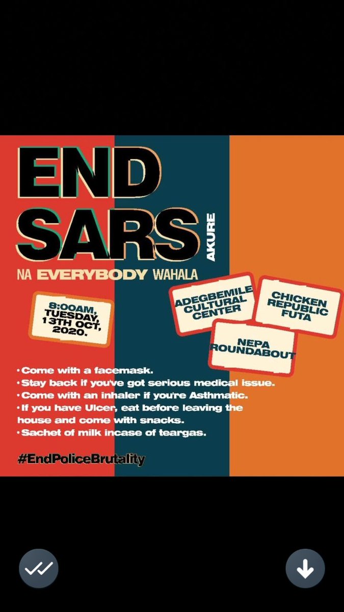 Tequilapluslime's tweet photo. The #SARSMUSTEND protest is happening in Akure tomorrow. I my Akure people shey una dey hear?
@iamseantizzle @yemialadee @ReekadoBanks pls join us at Akure tomorrow and let's make the move.
#togetherwecan #EndPoliceBrutality https://t.co/J25DV8c8Rf