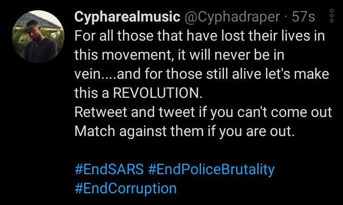 Cyphadraper's tweet photo. #Oxlade #Endsars✊ https://t.co/kcTOujnegi