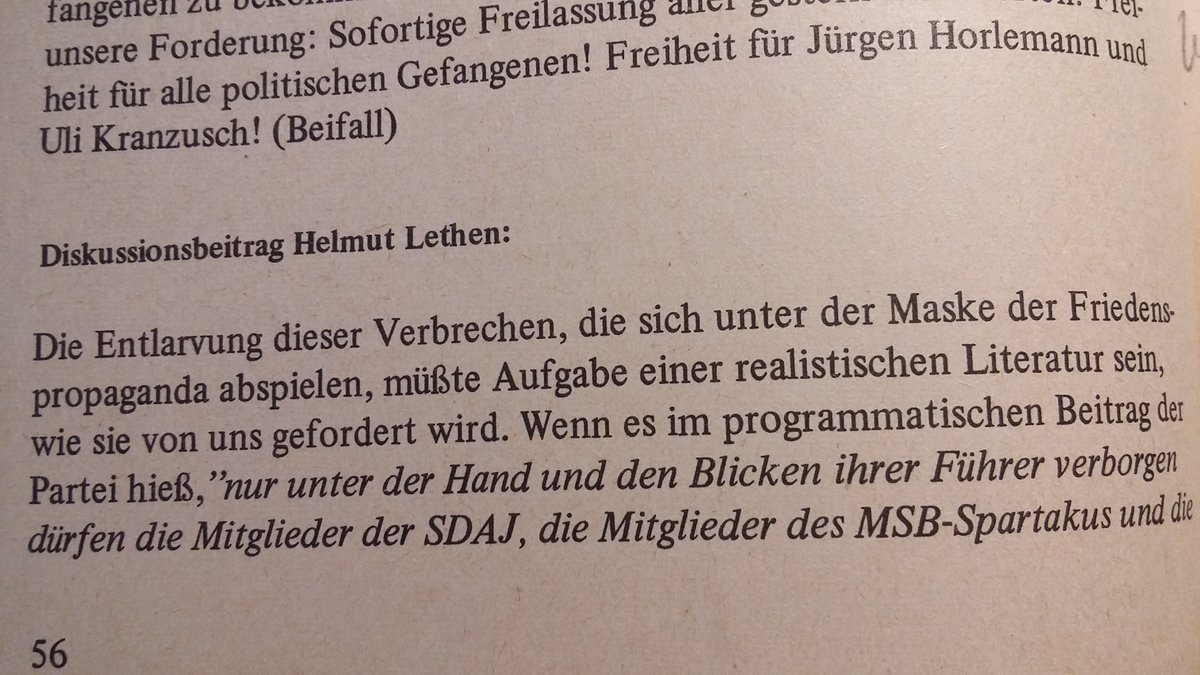 G_Platzdasch's tweet photo. Der "Marxistische Studentenbund SPARTAKUS", dem #Wackwitz angehörte, war für #Lethen einst 'Handlanger des Sozialimperialismus' ("Bewußt wurde dieser Kongreß während des Breschnew-Besuches in der Bundesrepublik angehalten..." - KPD-Kulturkongreßprotokoll) https://t.co/fQqaYssRFp