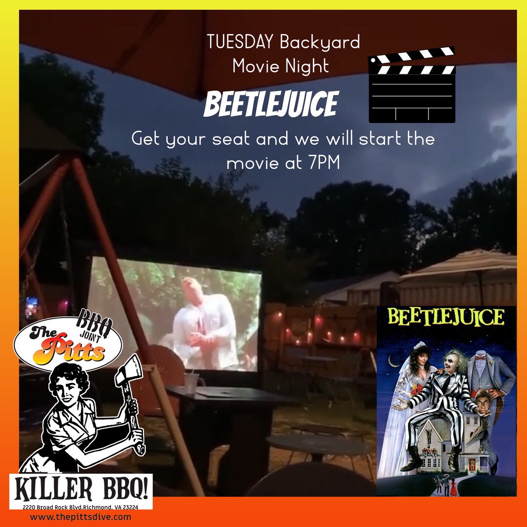 ThePittsDive's tweet photo. Tuesday 10/13 #Beetlejuice and next week 10/20 is #rhps #rockyhorrorpictureshow #rvamovies #rvarhpsfans #rockyhorror #timcurry #franknfurter #SocialDistancing #rva https://t.co/bWdfrO8EYu