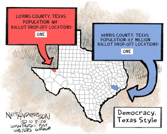 3.  #Election2020    #Thread As every State has different rules, every  #Texas county has different rules. Early TX vote is 10/13 to 29 but hrs & days change.Even with  #HarrisCounty having more voters than 26 States, it's one drop-off box per county! #DemsDuRules