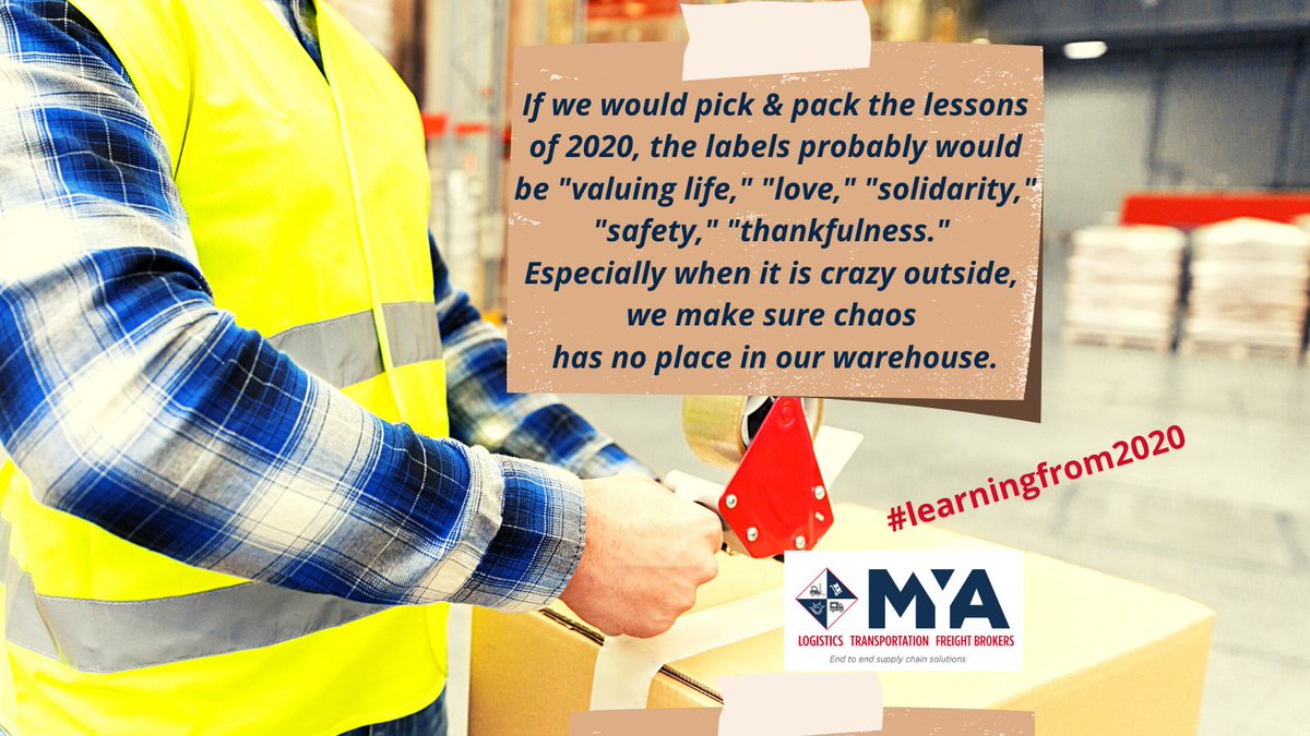 MYALOGISTICS1's tweet image. As an essential industry, we see even more meaning in what we do, value our people more than ever, and are thankful for each day. If you had to name a lesson from 2020, what would it be? #learningfrom2020 #supplychainsolutions #logistics #warehousemanagement