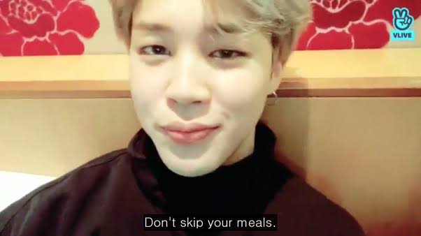 You know that he always cares about your health ; how can you not feel loved when jimin is saying your health comes first
