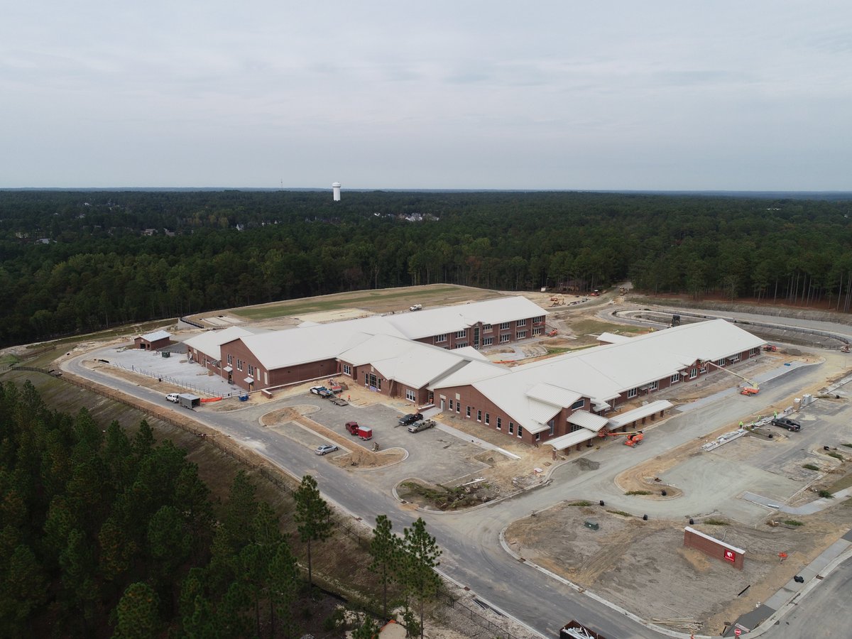 Sod is going down and trees are going up at the new Southern Pines Elementary School. It's going to look great for the ribbon cutting on October 28th. Flyover bit.ly/SPEStallions <a href="/WagnerTonya/">Tonya Wagner</a> <a href="/MooreSchools/">Moore County Schools</a>