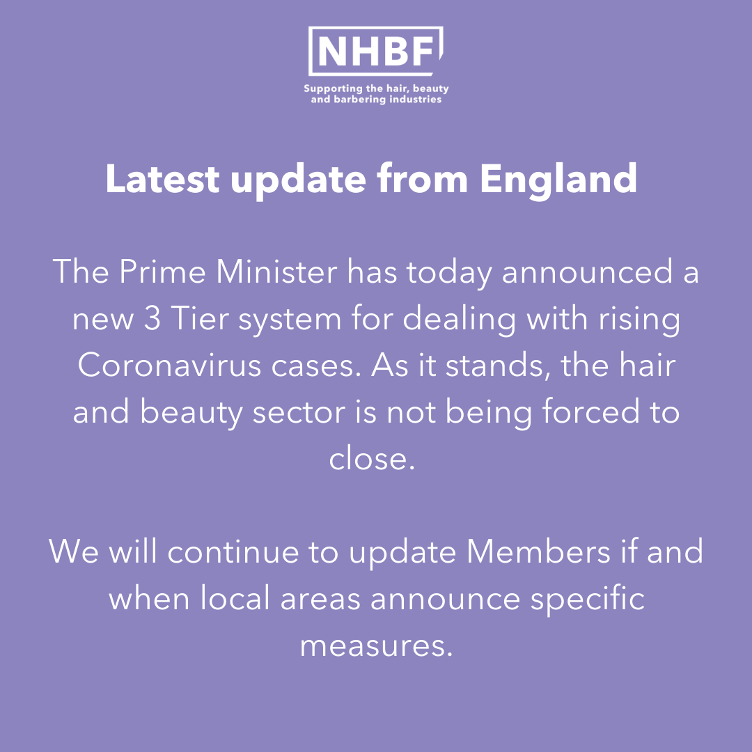 Following the announcement from Prime Minister Boris Johnson, please see the statement from the NHBF on the three tiered system in England which has been announced today.
