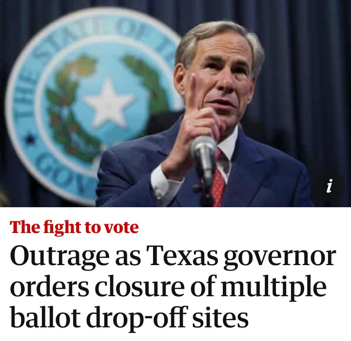 4.  #Election2020    #Thread The gov did a reneg & told  #HarrisCounty 11 of their ballot drop-off locations are cancelled. Of course Court cases are flying. But we don't care, If you drive to a drop-off and find it closed, you have easy alternatives (see #5 in this thread).