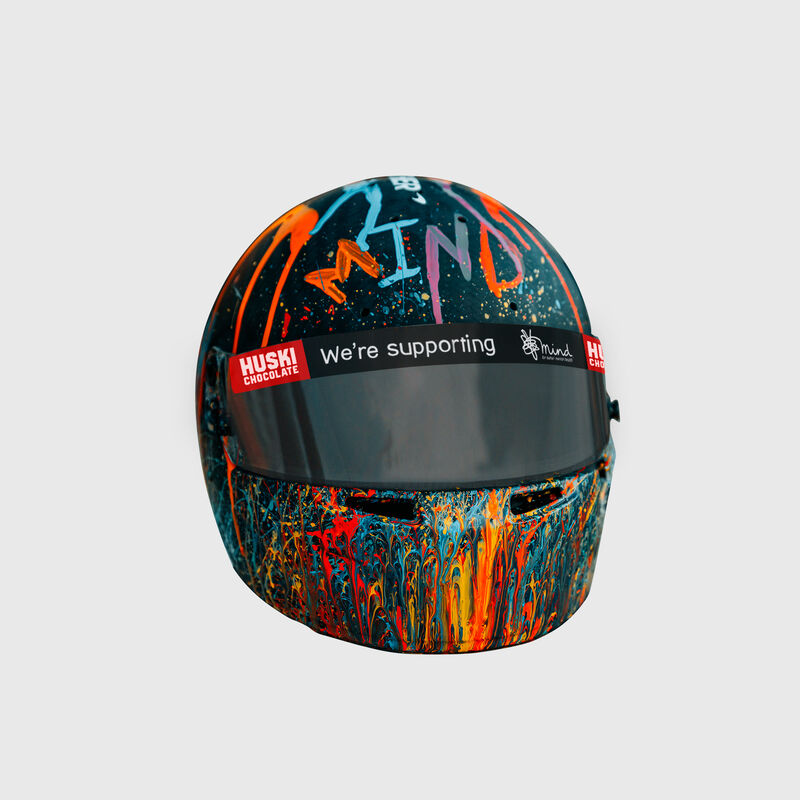McLarenF1's tweet photo. Carlos and Lando wore these very special lids this weekend, designed by themselves, in support of @MindCharity. 

You can now pre-order 1:2 scale helmets, with 100% of the profits going towards the vital work of Mind. 🧡

🛒➡️ https://t.co/GoxVC7DfSl https://t.co/RLxdsivB1j