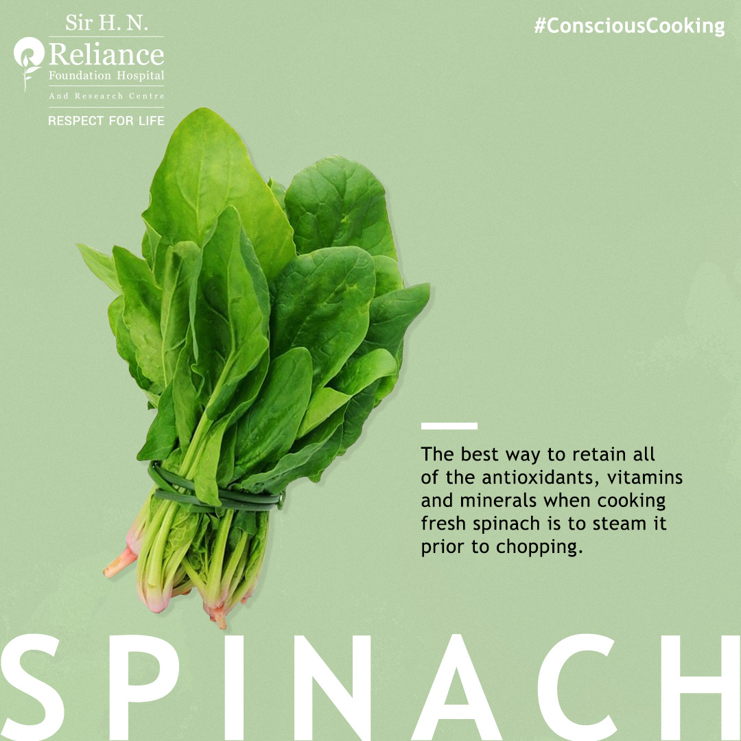 RFhospital's tweet photo. Spinach is rich in vitamins A, C and K, magnesium, iron and manganese. Eating it may benefit eye health, reduce oxidative stress and reduce blood pressure levels among improving other health functions.
#RelianceFoundationHospital #RespectForLife #Spinach #ConsciousCooking https://t.co/Q4mzSVi2IR