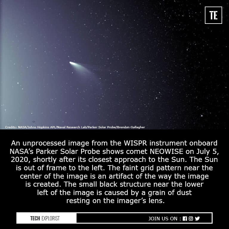 TechExplorist's tweet photo. NASA’s Parker Solar Probe captured a unique view of comet NEOWISE.
#nasa #solarprobes #neowise #wispr #techexplorist https://t.co/Mdewtw9fmf