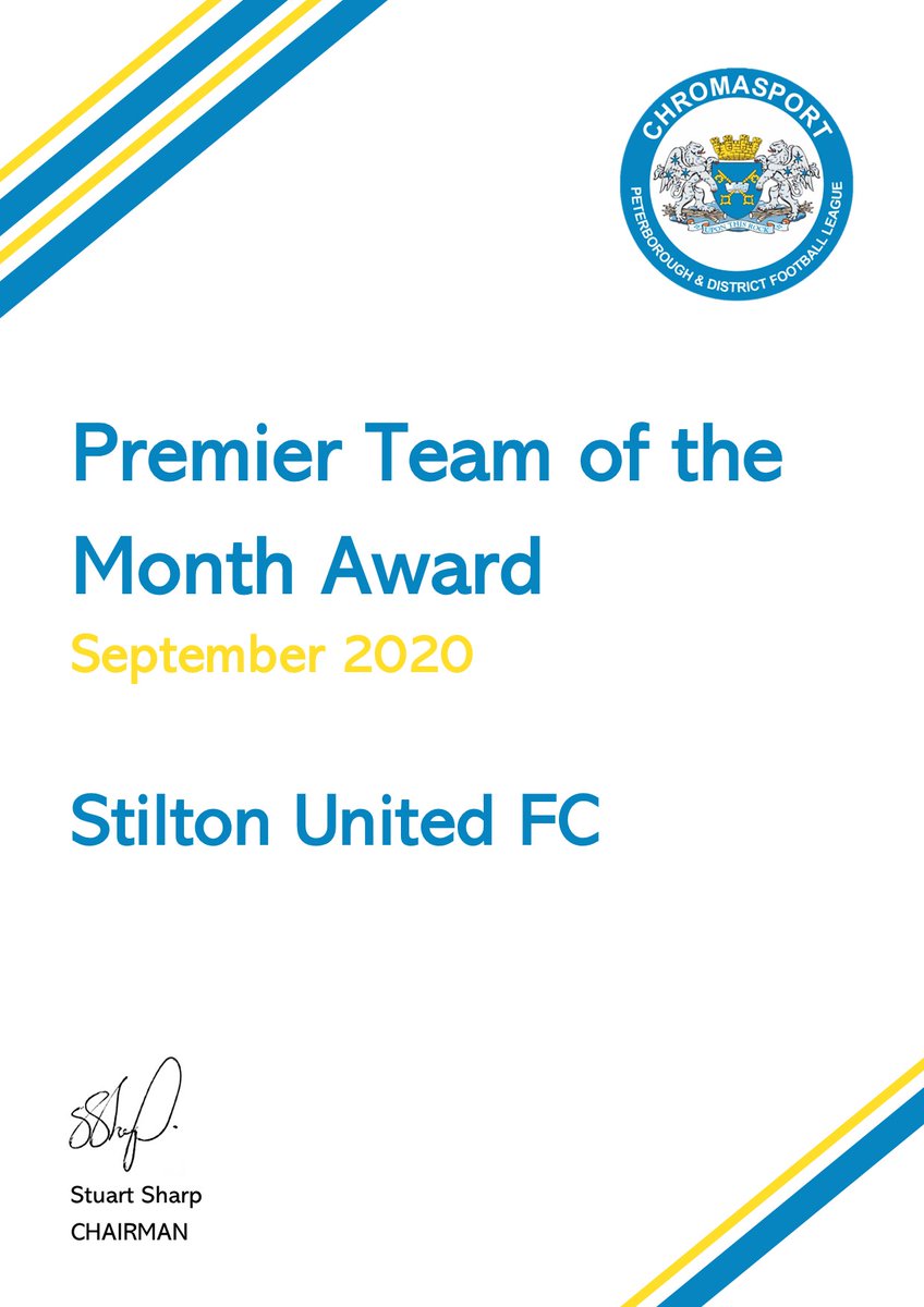 Congratulations to <a href="/StiltonUnitedFC/">Stilton United FC</a> on being September's Premier Division Team of the Month who are currently unbeaten at the top of the table! 👀👏