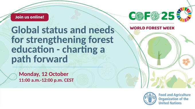 IUFRO's tweet image. Quality education plays key role for research quality + practical forestry work, + thus in attaining global goals + commitments such as the SDGs. IUFRO is committed to engaging in the development of comprehensive forest education programs. Director A Buck #COFO25 #foresteducation