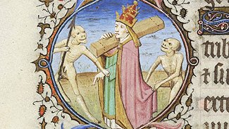 Dragging your friend to a party they don't really want to go to. (Morgan Library, MS m359, f. 123v)