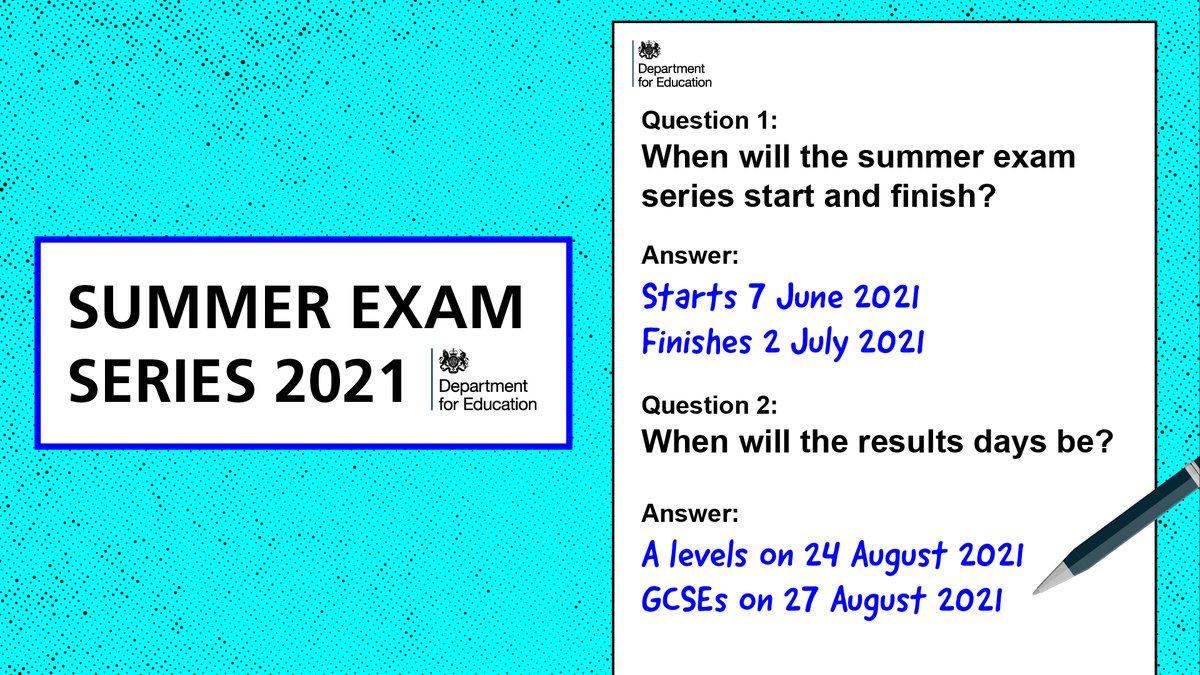 Department For Education Exams Will Take Place Next Summer Results Days For Gcse And A Levels Will Fall In The Same Week Of 23 August 21 Read More T Co Yx1icv5p4z T Co Rhqxuvxgof