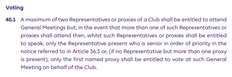 So clubs all get in a room and vote on any major league changes?Exactly. There's 4 meetings a year. Each club gets one vote at the meeting. You stick your hand up if you agree & they count the hands (proper old school).