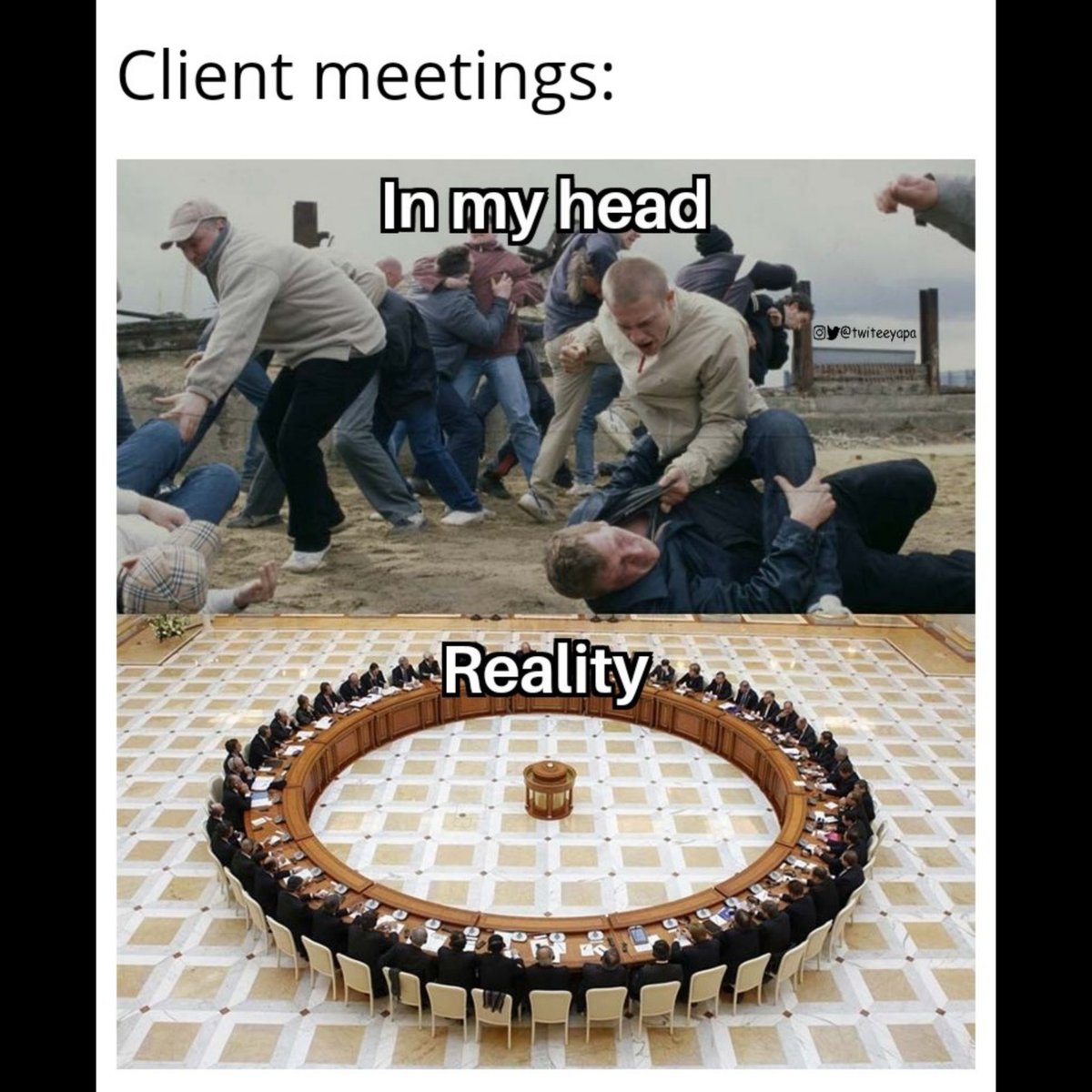 twiteeyapa's tweet image. Clients and their unrealistic expectations:
#corporateLife #clientProjects #marketing #bioInformatics #programmingmemes #programmingHumor #codinglife #python #perl #stackoverflow #javascript #webdevelopment #nodejs #reactjs #pythondjango #fullstackdeveloper #github #devops #zoom