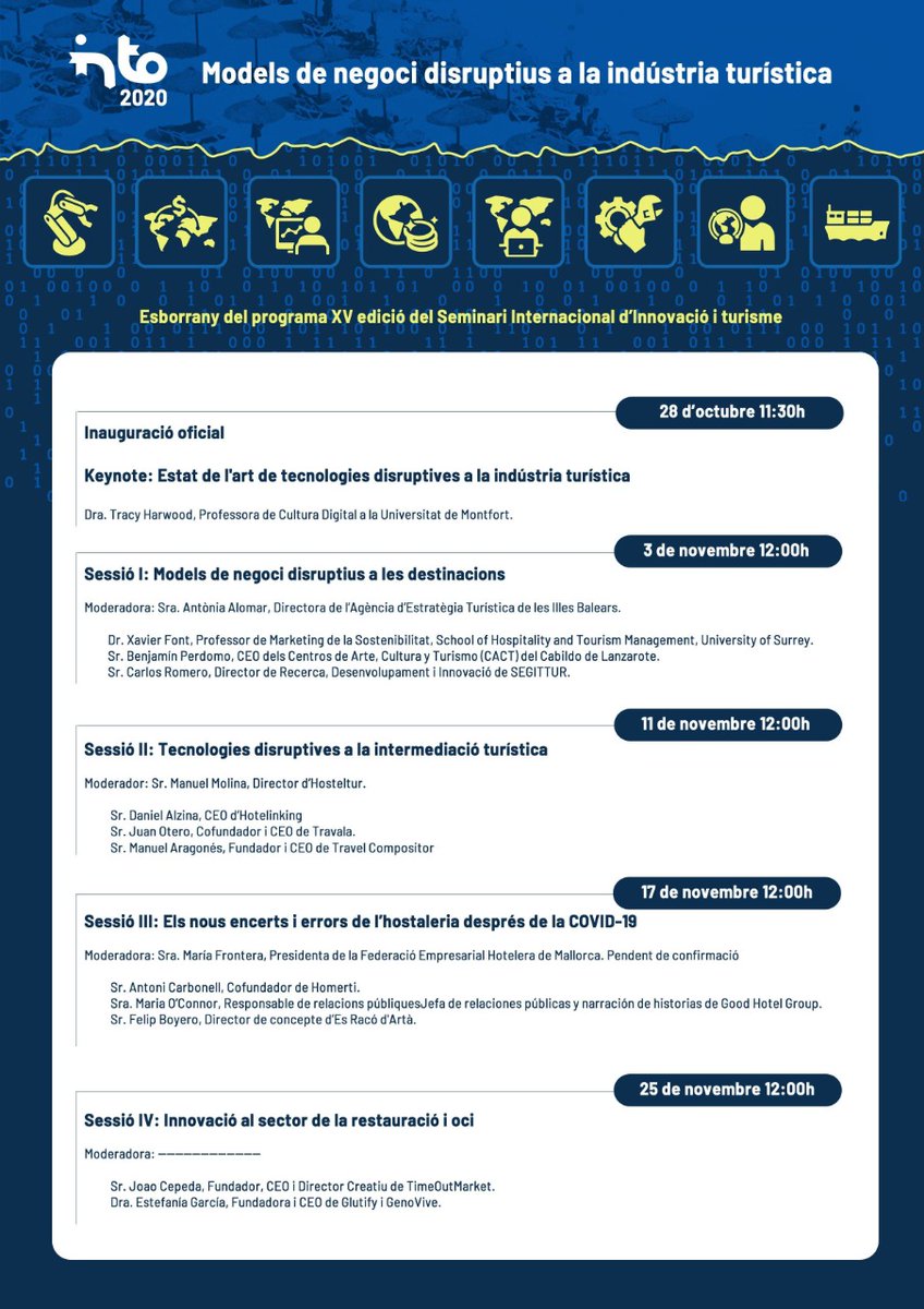 into_seminar's tweet photo. T' has inscrit ja al Seminari Internacional d’Innovació i Turisme #INTO2020 ?. Si no
ho has fet encara hi ets a temps, fes clic a l'enllaç per veure el programa complet! 

https://t.co/oZH2O8NkiZ https://t.co/qUulCxMoU6
