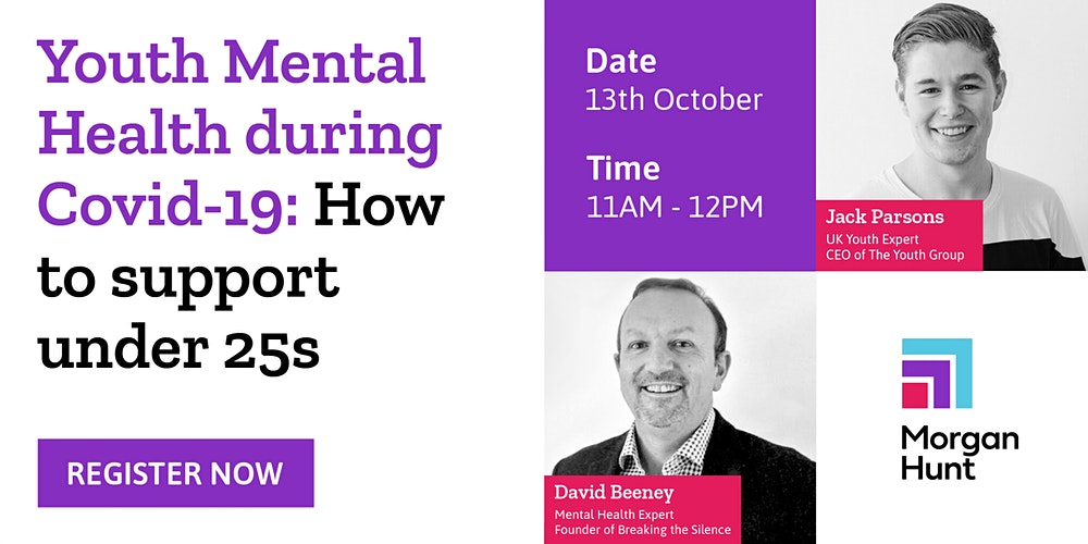 There's still time to register for our webinar 'Youth Mental Health during Covid-19: How to support under 25s'. Click here to secure your place eventbrite.co.uk/e/youth-mental….

Date: Tuesday 13th October
Time: 11AM - 12PM (BST)

For more details, visit the Eventbrite page.