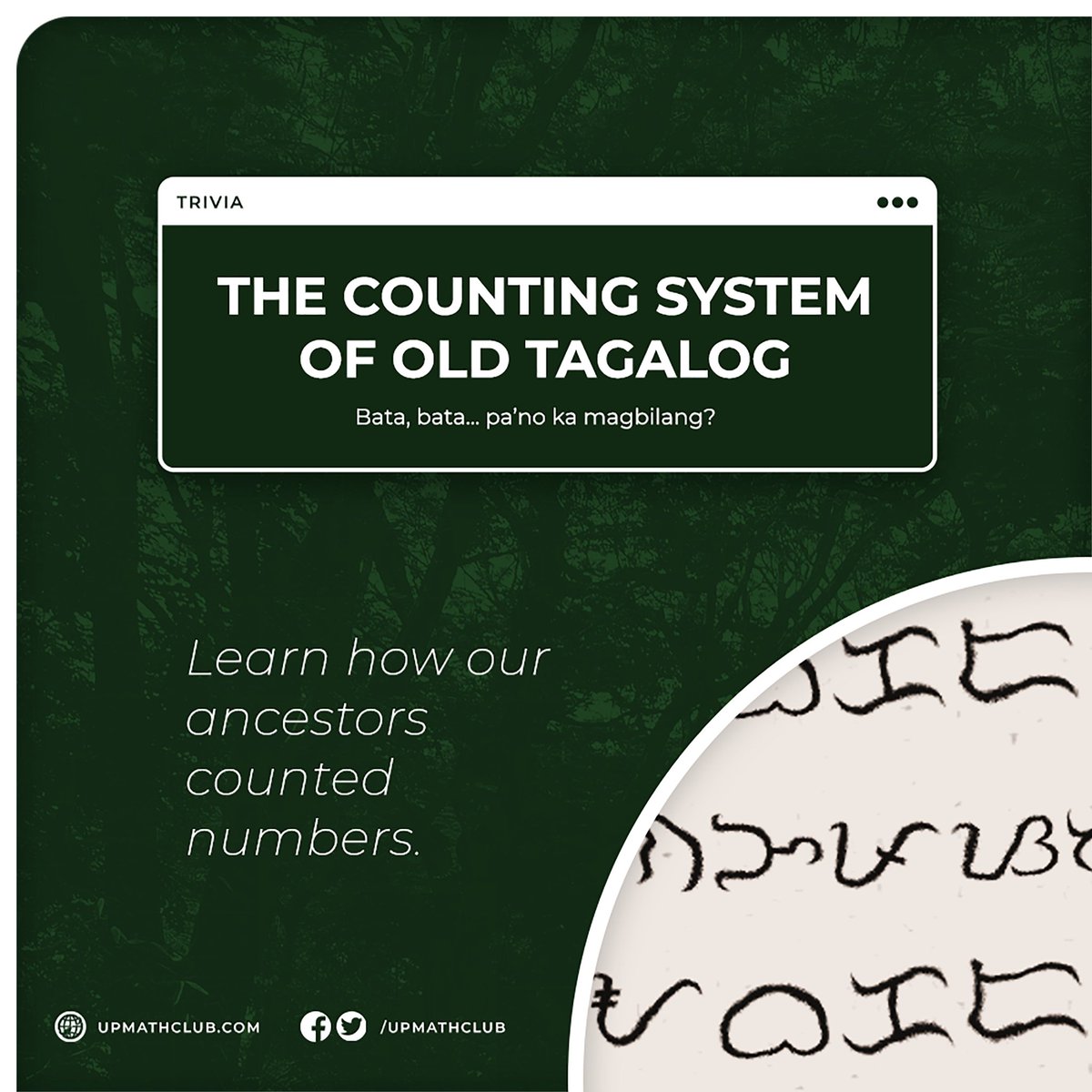 upmathclub's tweet photo. If you didnβt know, Old Tagalog had its own system of counting. Thatβs why for this Math Monday, we will be showcasing how Old Tagalog speaking communities counted numbers.
#MathMondayWithUPMathClub
#OldTagalogCountingSystem
πππ https://t.co/dPcRkyceny