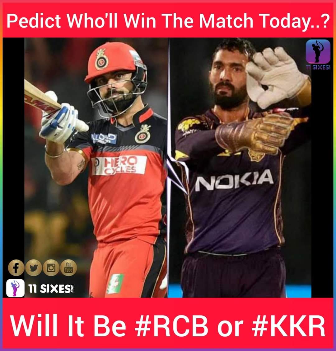 11sixesfantasy's tweet photo. Predict &amp; Win With Us Now! 💰🤩 Answer in comments section &amp; a lucky winner will be announced in story at the end of the day 📲
Royal Challengers Bangalore 
Vs Kolkata Knight Riders  🏏🔥#hoodakifantasy
#randeephooda #11sixes .
Laakho Ke Inaam 🕺🏿🏆
#IPLUAE #IPL #KKR https://t.co/89OBwusmMt