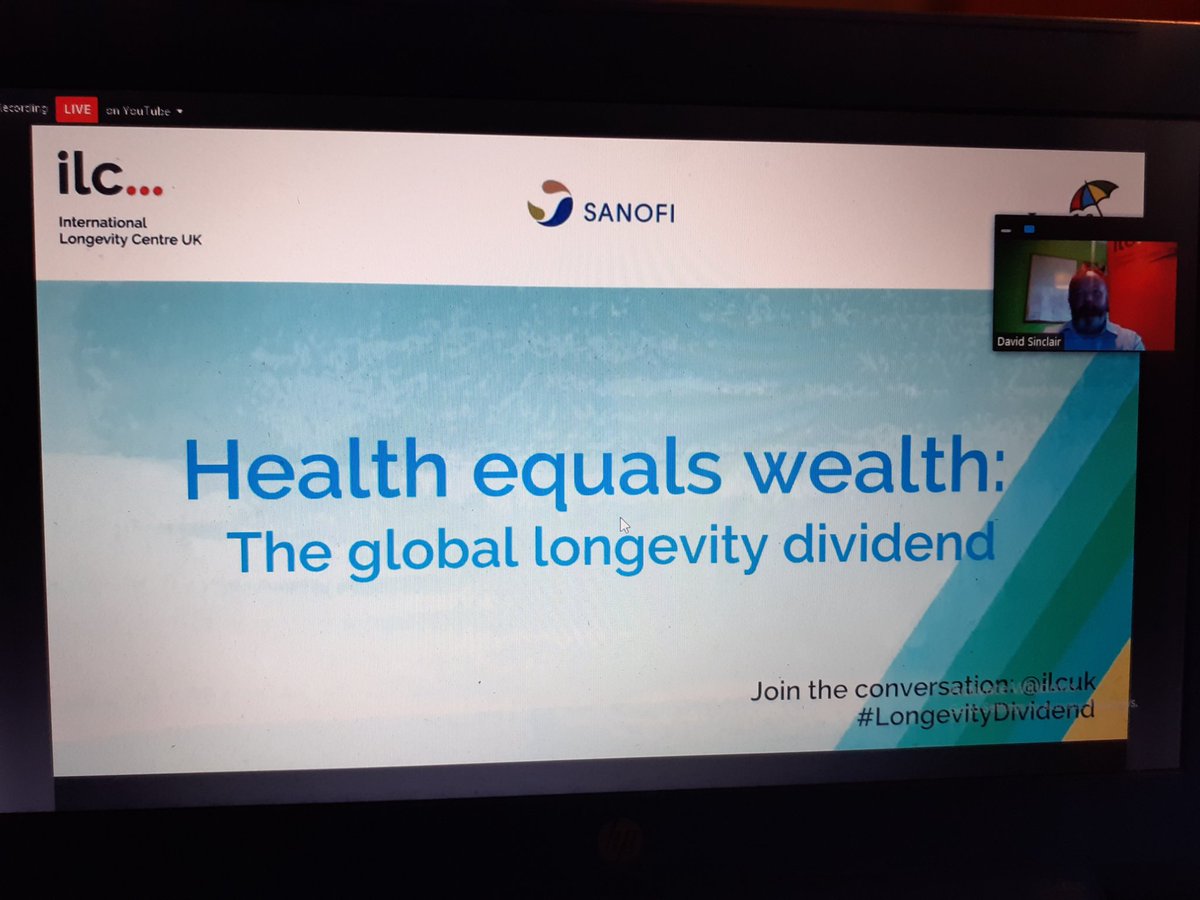 Tuned in to this Health equals Wealty webinar with the International Longevity Centre @ILCUK 
Hoping to learn more about the associations of health and wellbeing in older people and the economy 

#LongevityDividend